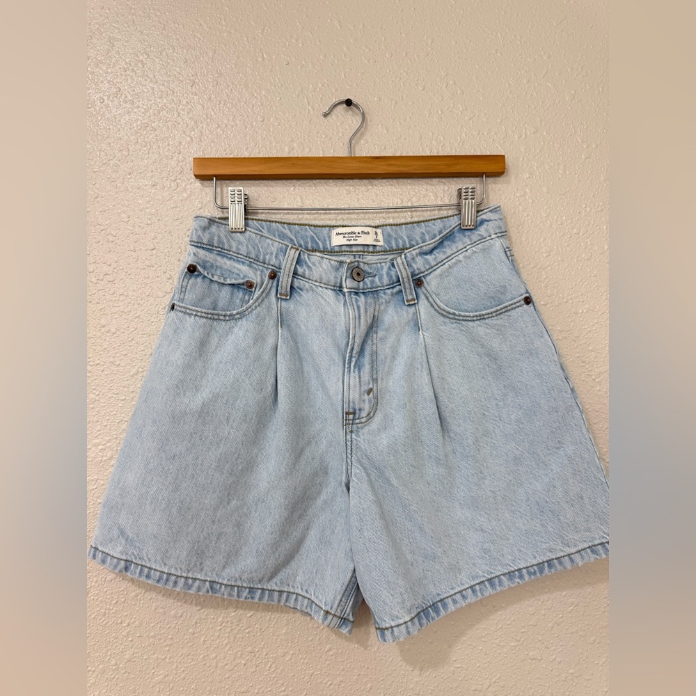 Abercrombie & Fitch Light Blue High-Waist Denim Shorts